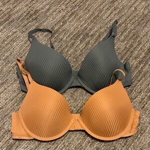 Danskin Ribbed Bra Duo - Charcoal and Tangerine